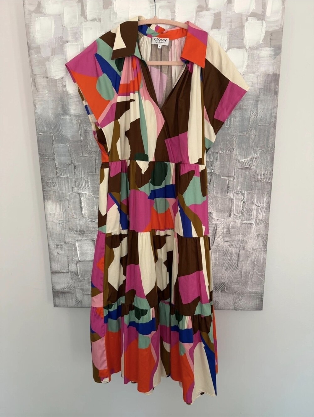Crosby By Mollie Burch Colorblock Tiered Midi Dress Medium